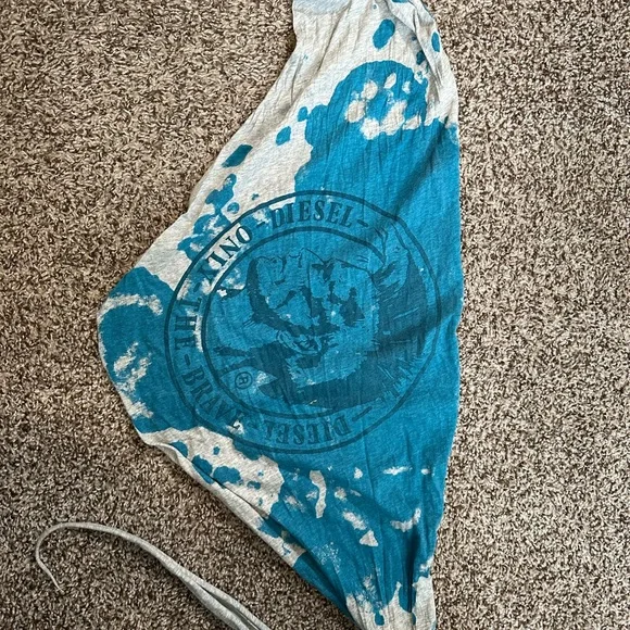 Diesel Teal Graphic Scarf with Bold Print - Picture 2 of 4